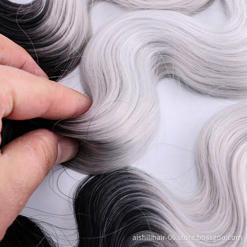 Hight Temperature Synthetic Fiber Braqiding Hair Wigs  Body Wave Pure Color 3pcs One Pack Hair Extention Wig